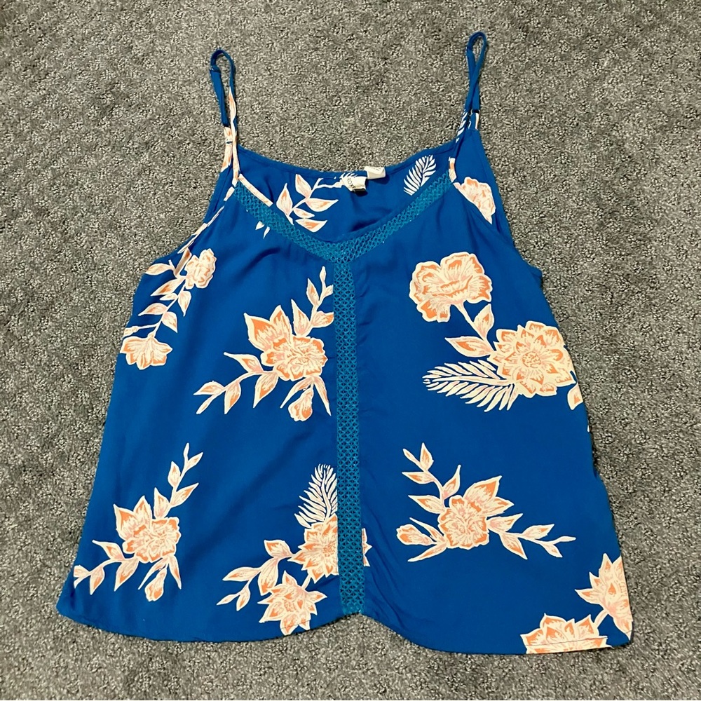 Roxy Blue and Orange Floral Tank Top